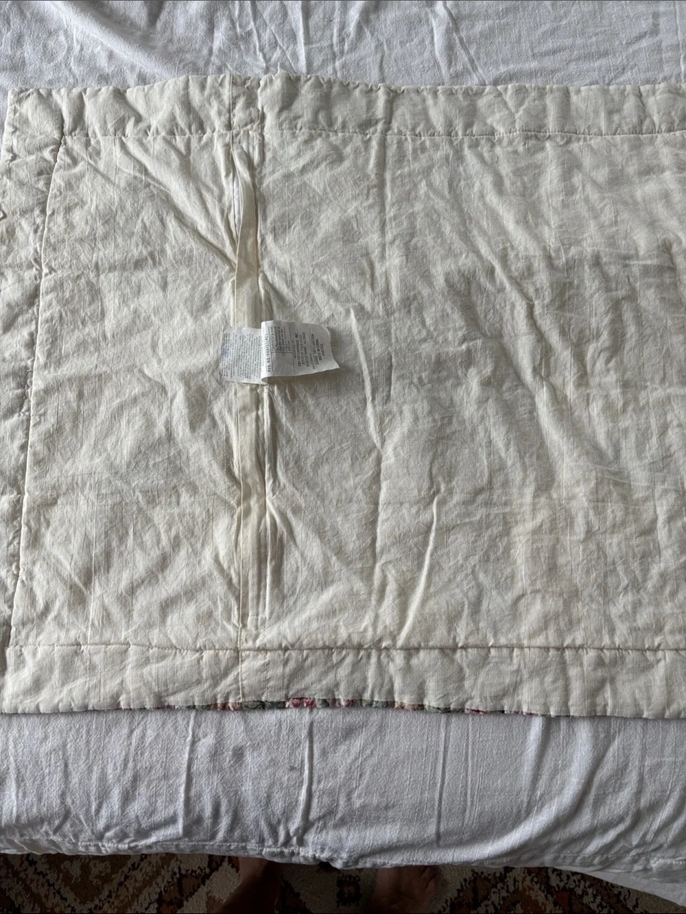 Set of 2 quilted pillow shams,green star center,pastels,cotton, zip close,29x23”